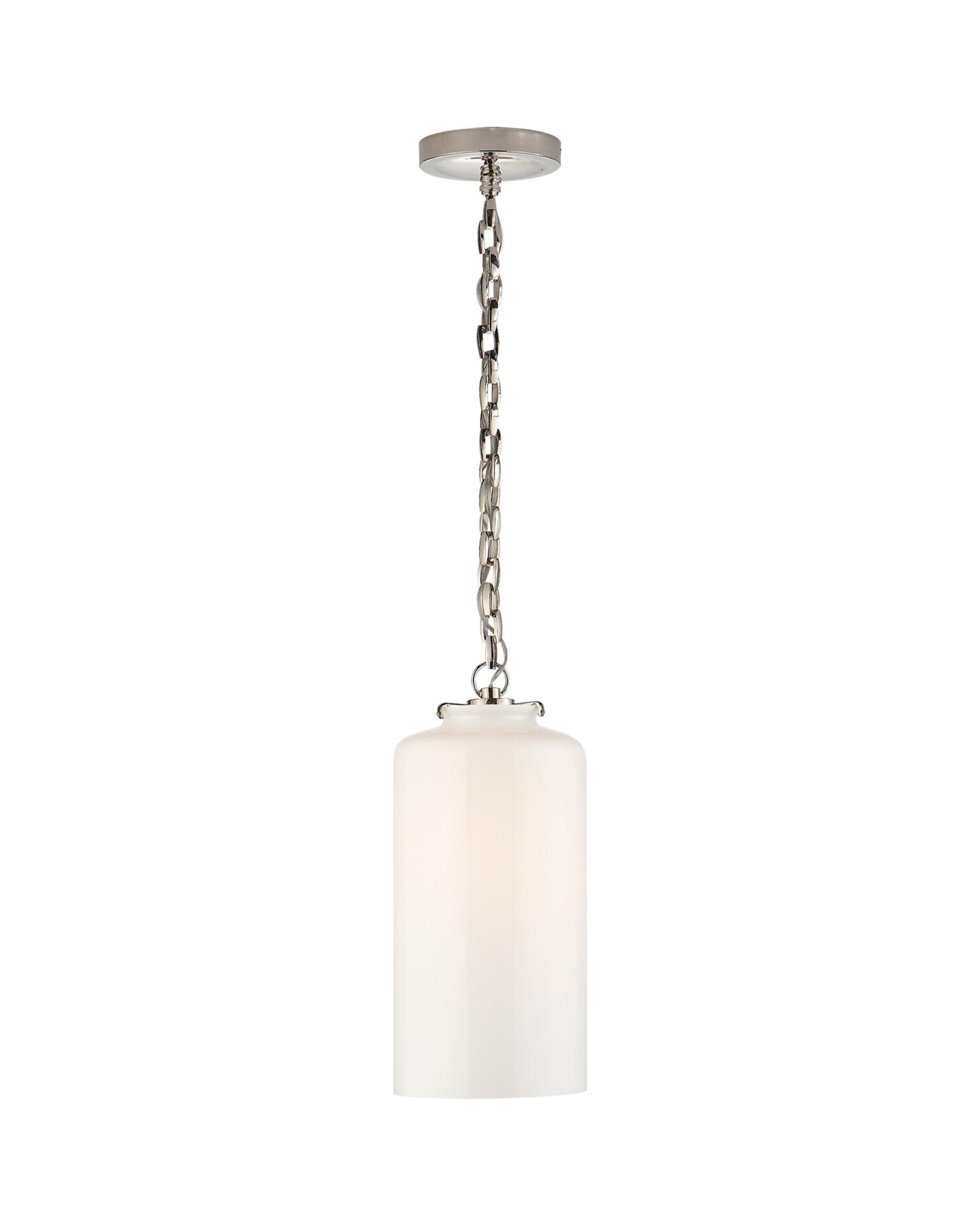 Katie Cylinder Pendant Polished Nickel/White Glass