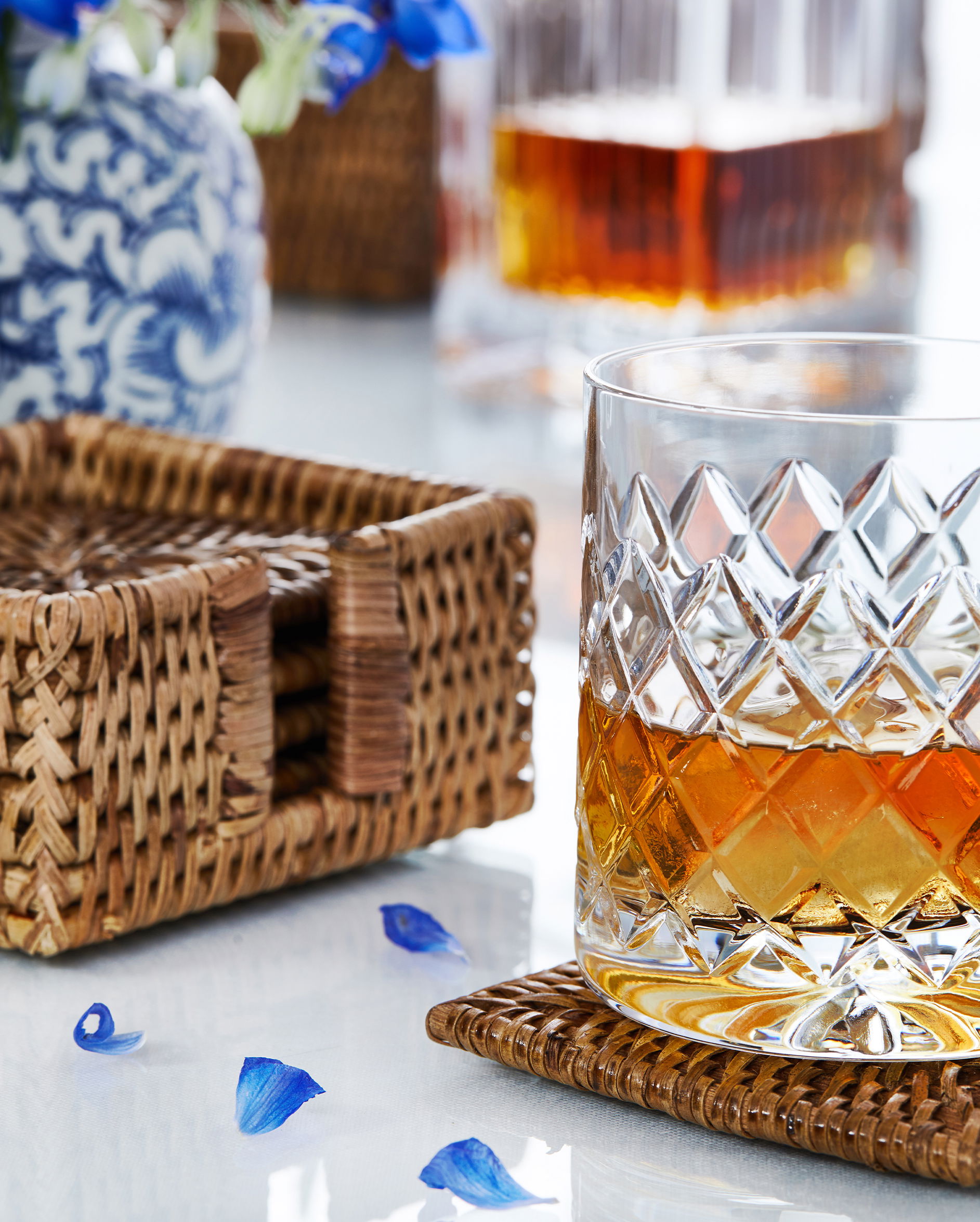 Antique glasunderlägg rotting kvadrat 6-pack