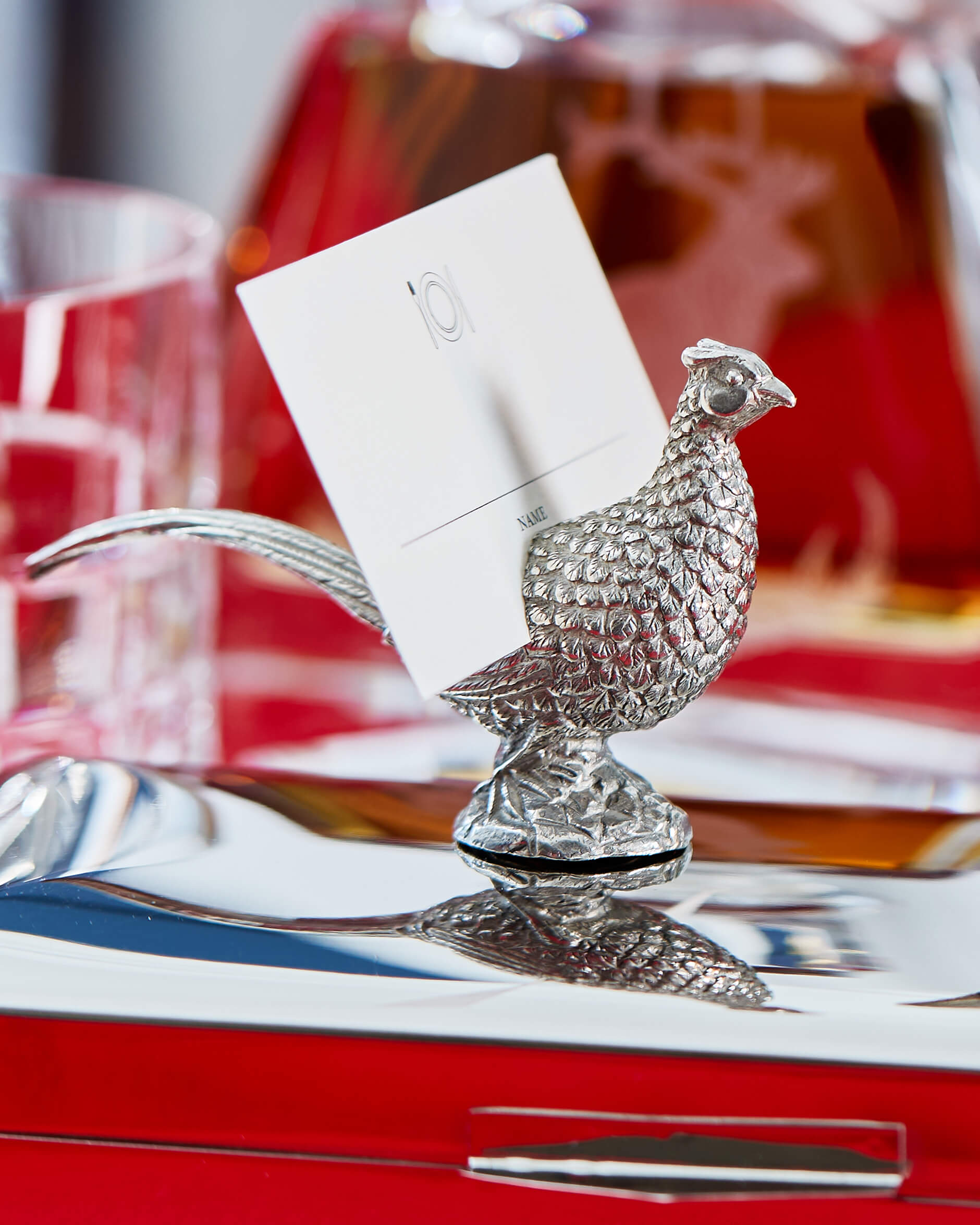 Fasan placeringskortshållare tenn