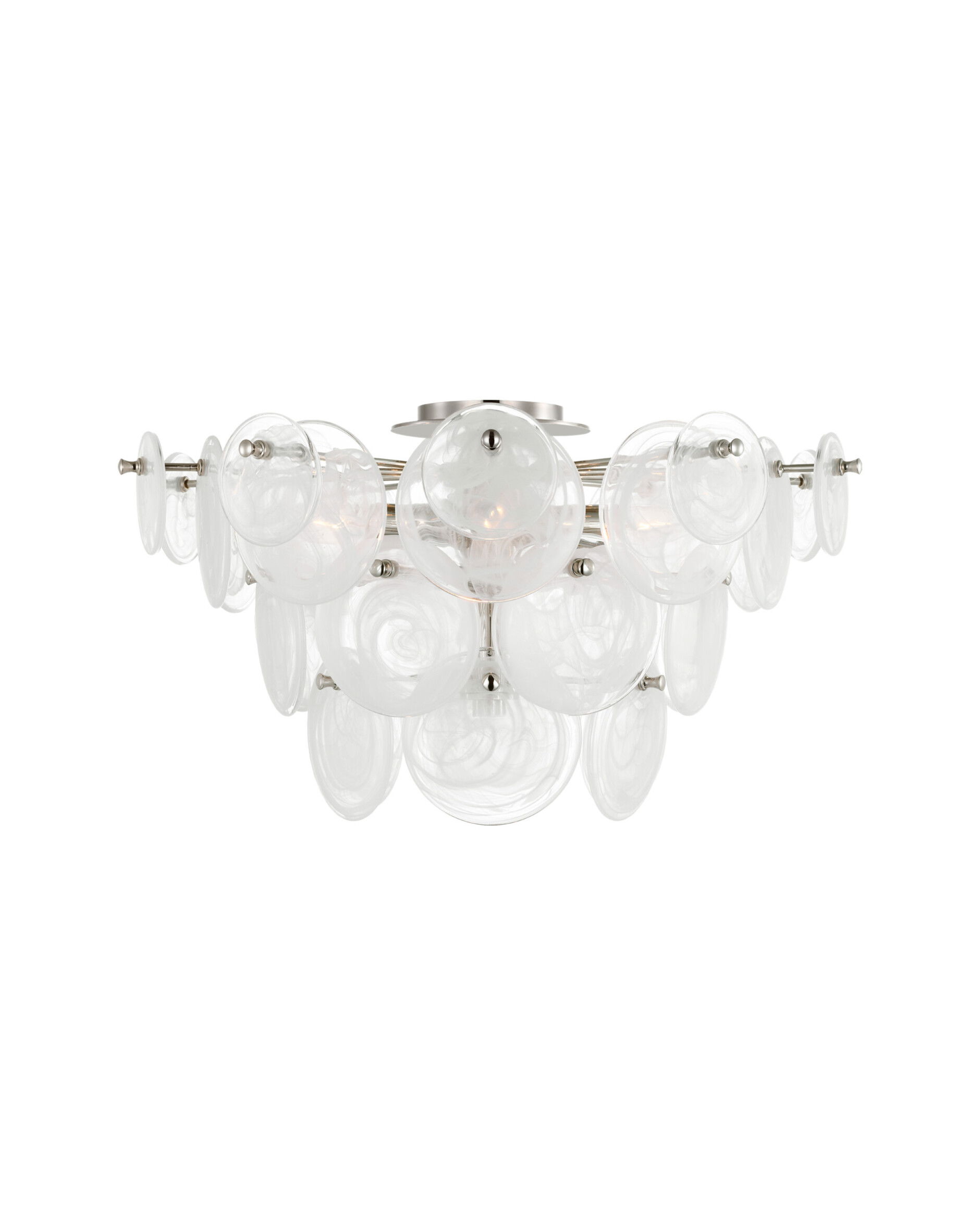Loire Tiered Flush Mount Polished Nickel/White Glass L