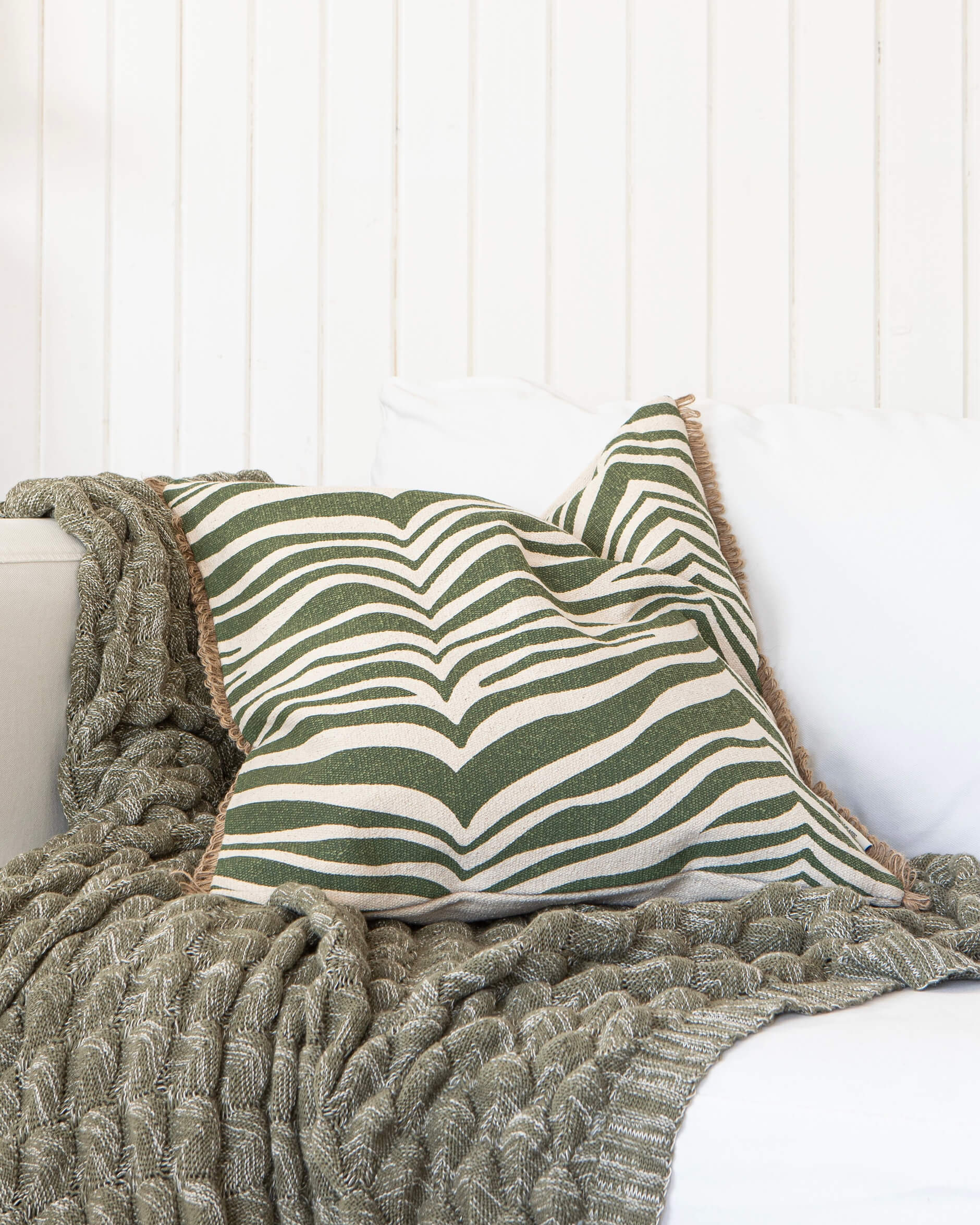 Zebra Cushion Green