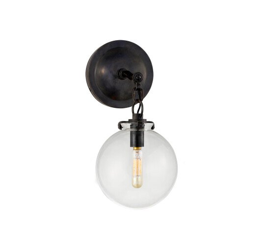 Bronze - Katie Globe Sconce Polished Nickel/Clear Small