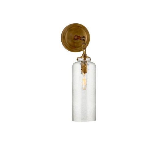 null - Katie Small Cylinder Sconce Antique Brass/Clear Glass