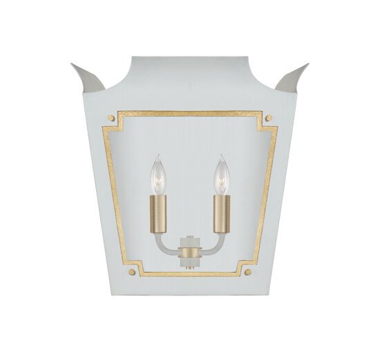 Soft White - Caddo Lantern Sconce Celadon and Gild