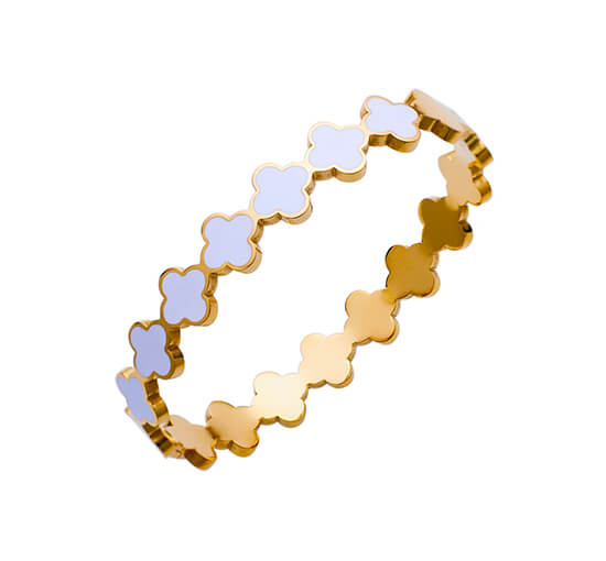 White - Bangle Clover Bracelet White