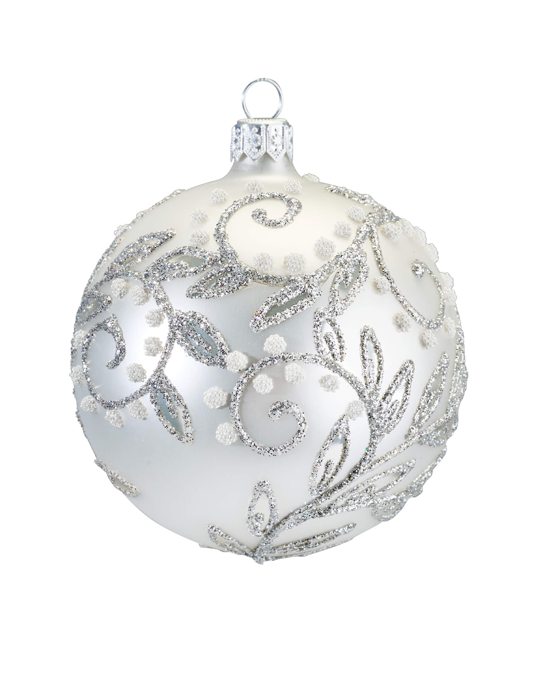 Lux Sparkling Leaves julkula silver 8cm