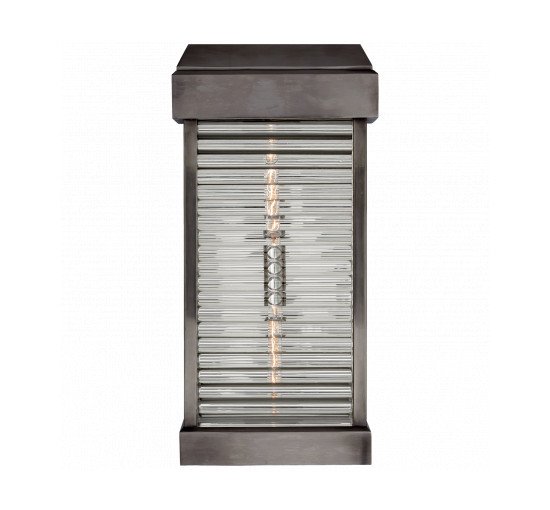 Bronze - Dunmore Large Curved Glass Louver Sconce Polished Nickel