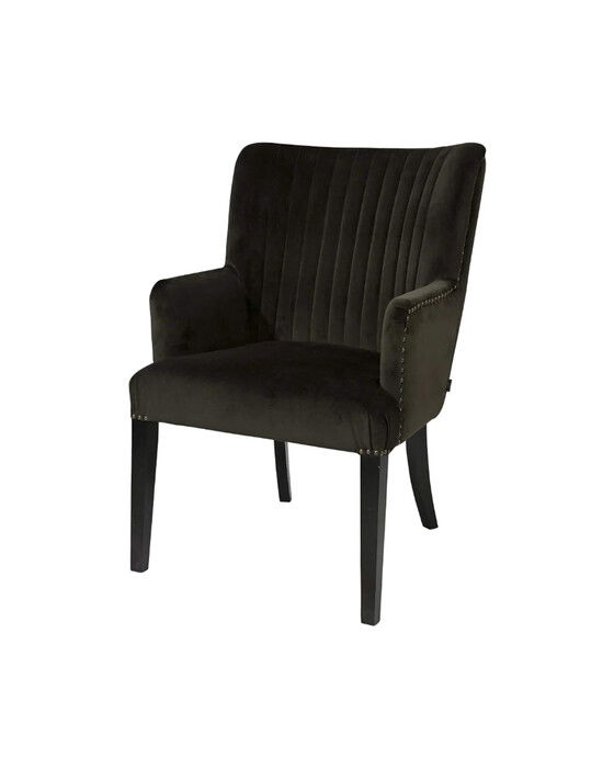 dylan karmstol sammet mörkbrun