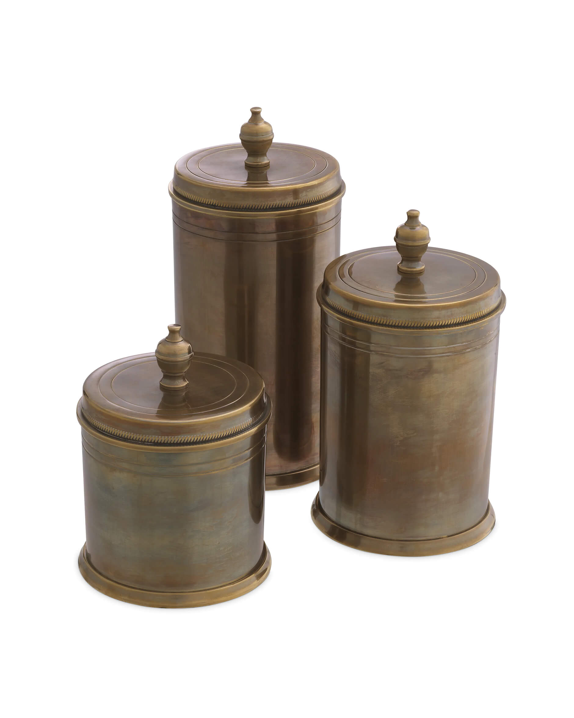 Gaston kakburkar vintage mässing 3-set