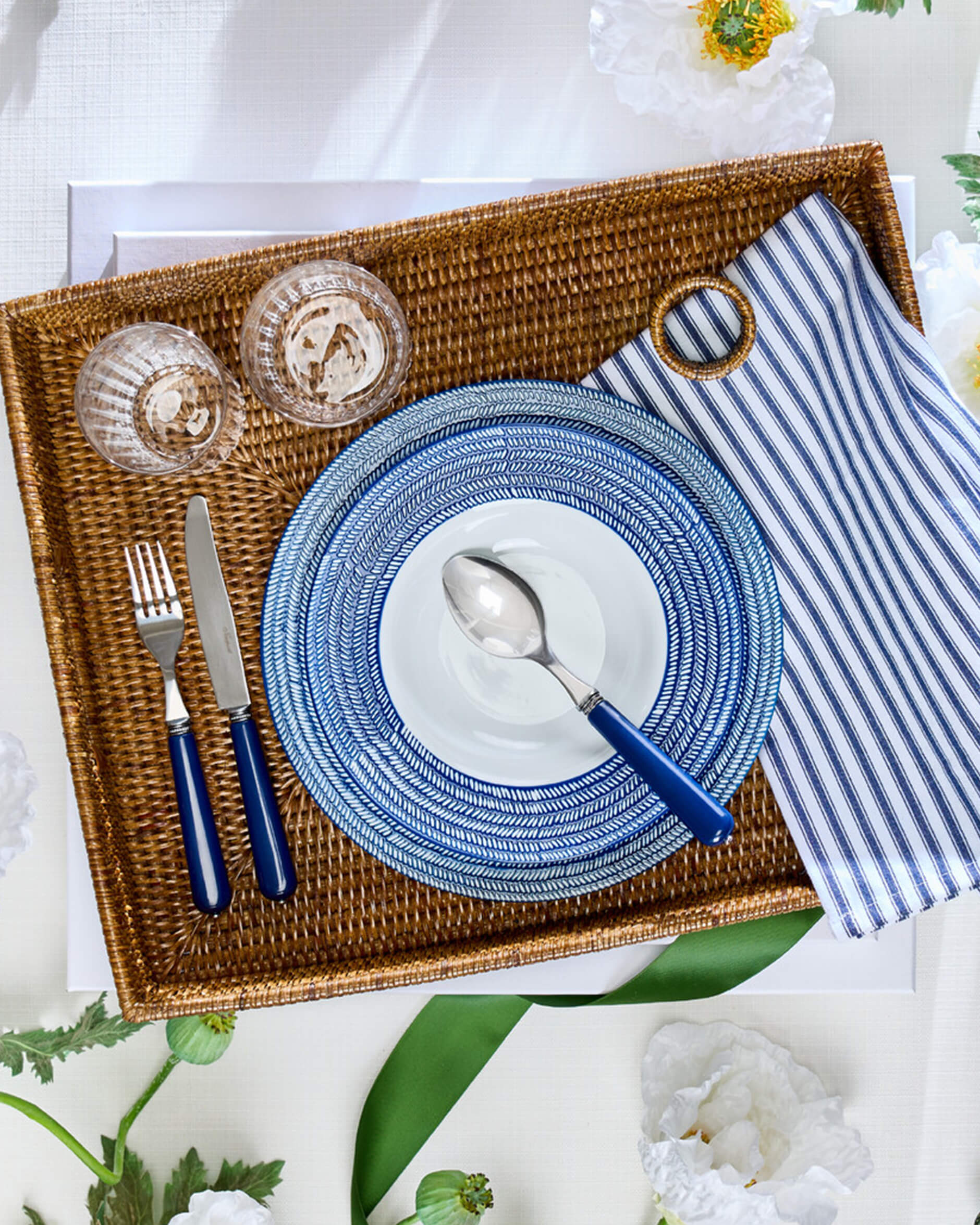 Capri Azzurra djupa tallrikar blå/vit 6-pack