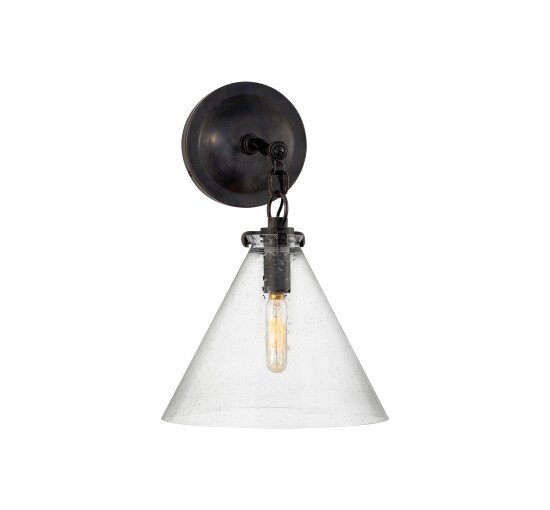 null - Katie Conical Sconce Bronze/Seeded Glass Small