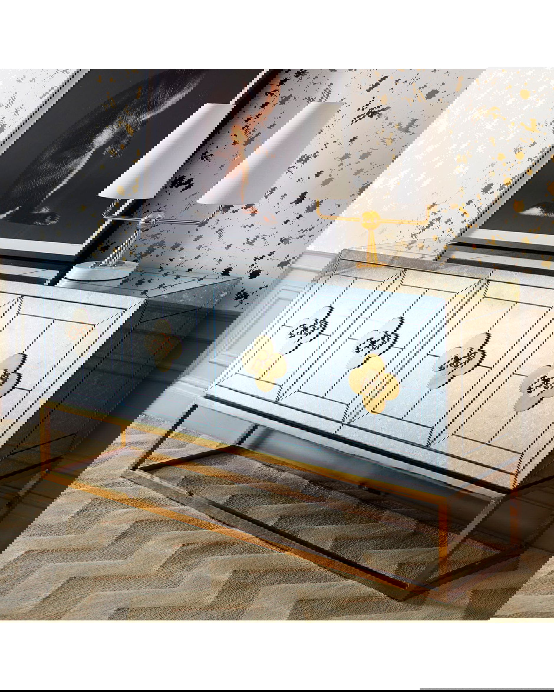 Delphine mediabänk mässing