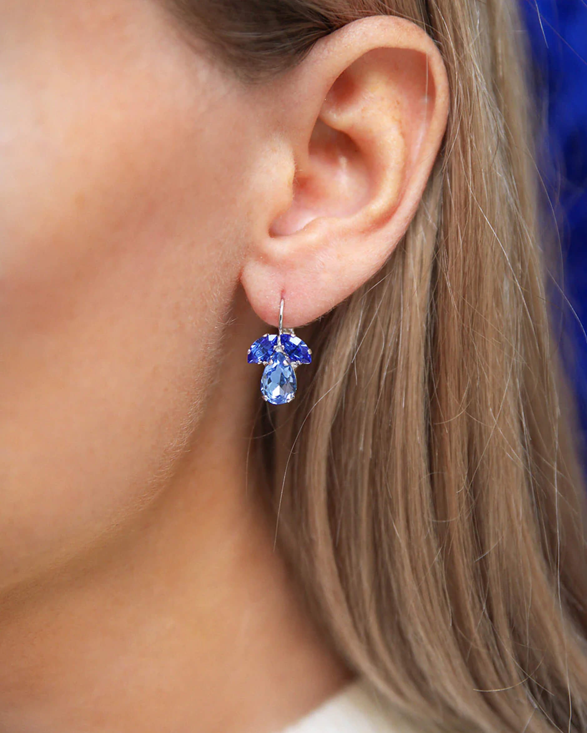 Petite Timo Earrings Lapis / Sapphire Rhodium