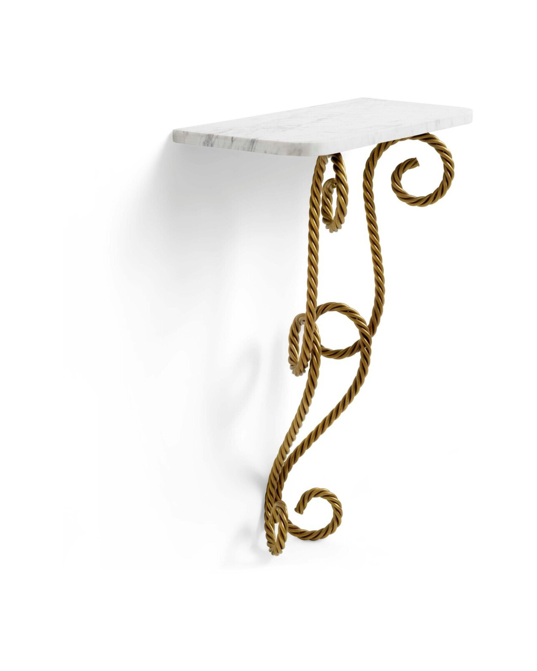 Kingsley wall console table in antique brass