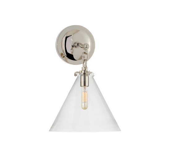Polished Nickel - Katie Conical Sconce Bronze/White Small