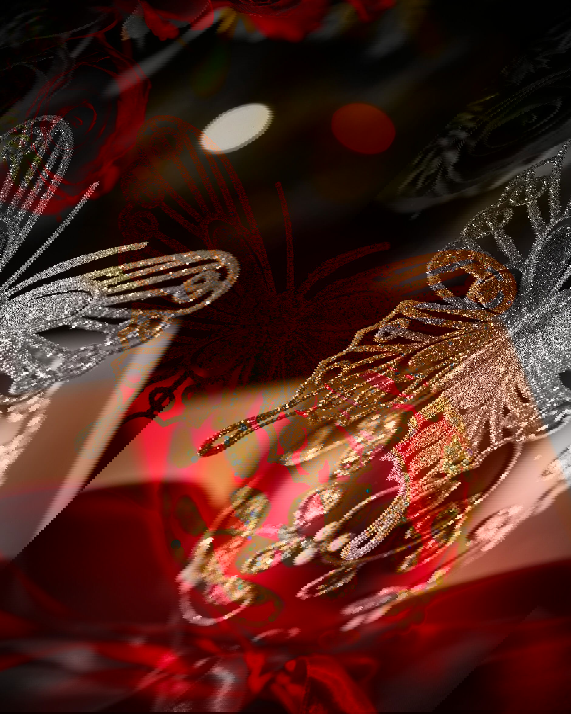 Sophia fjäril juldekoration champagne 3-pack