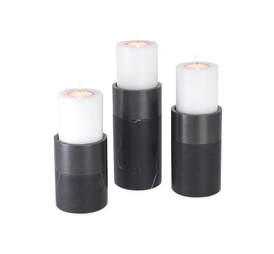 Black/bronze - Sierra candle holder grey/brass