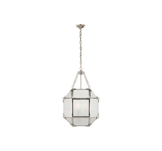 null - Small Morris Lantern Nickel Frosted Glass