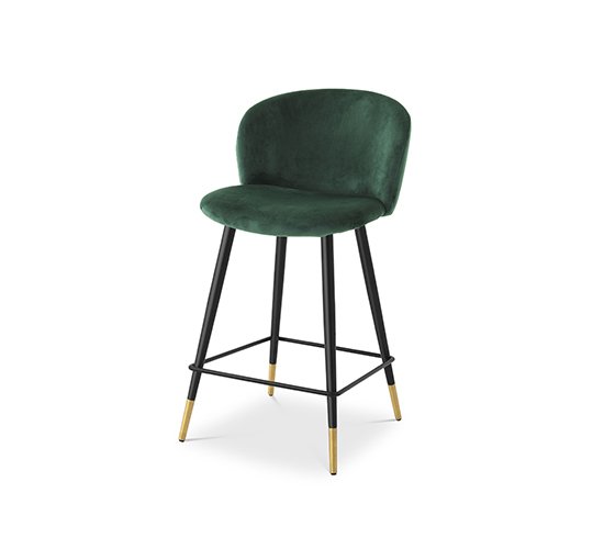 Roche Dark Green Velvet - Volante counter stool mademoiselle beige