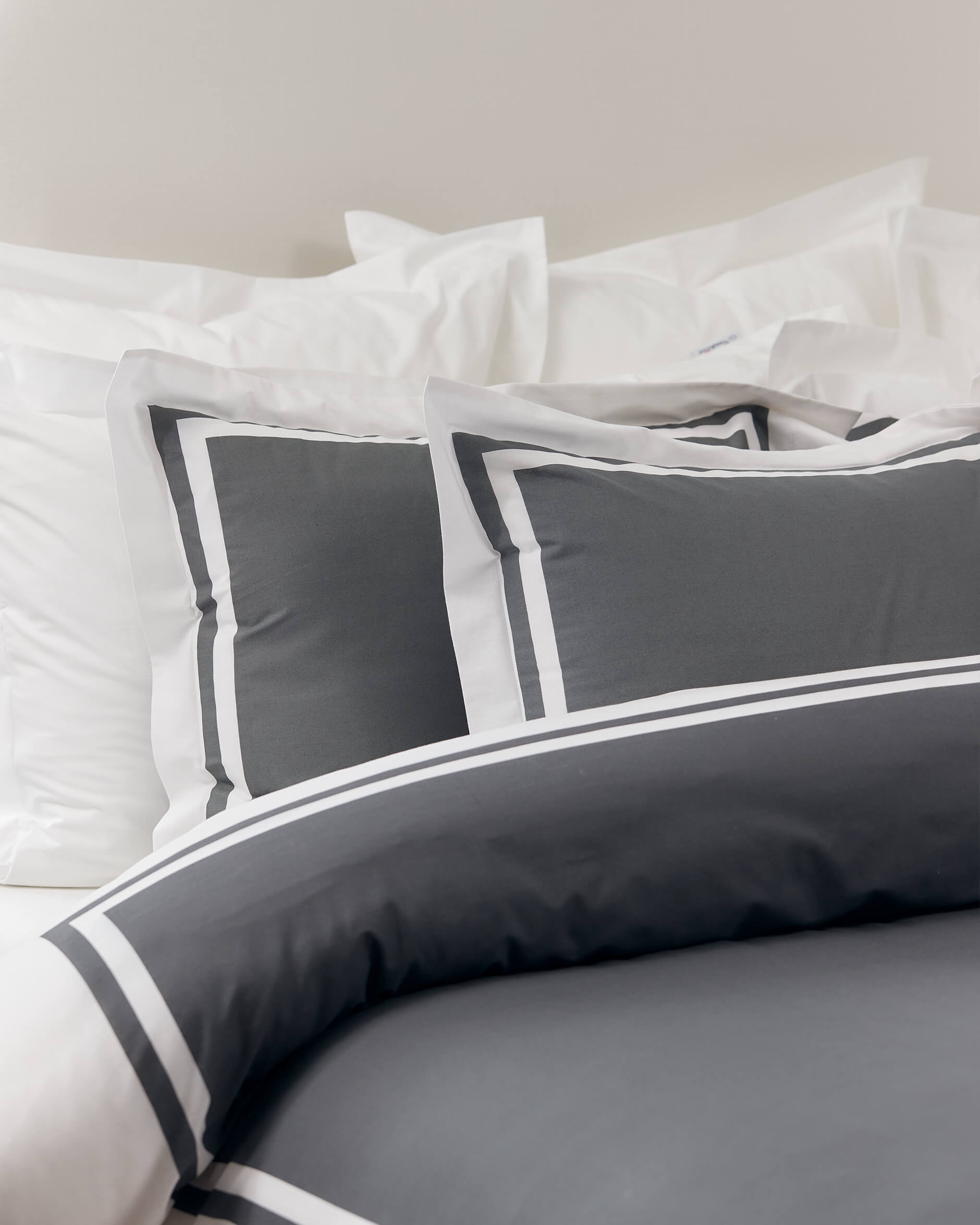 Oxford örngott grå/vit 2-pack