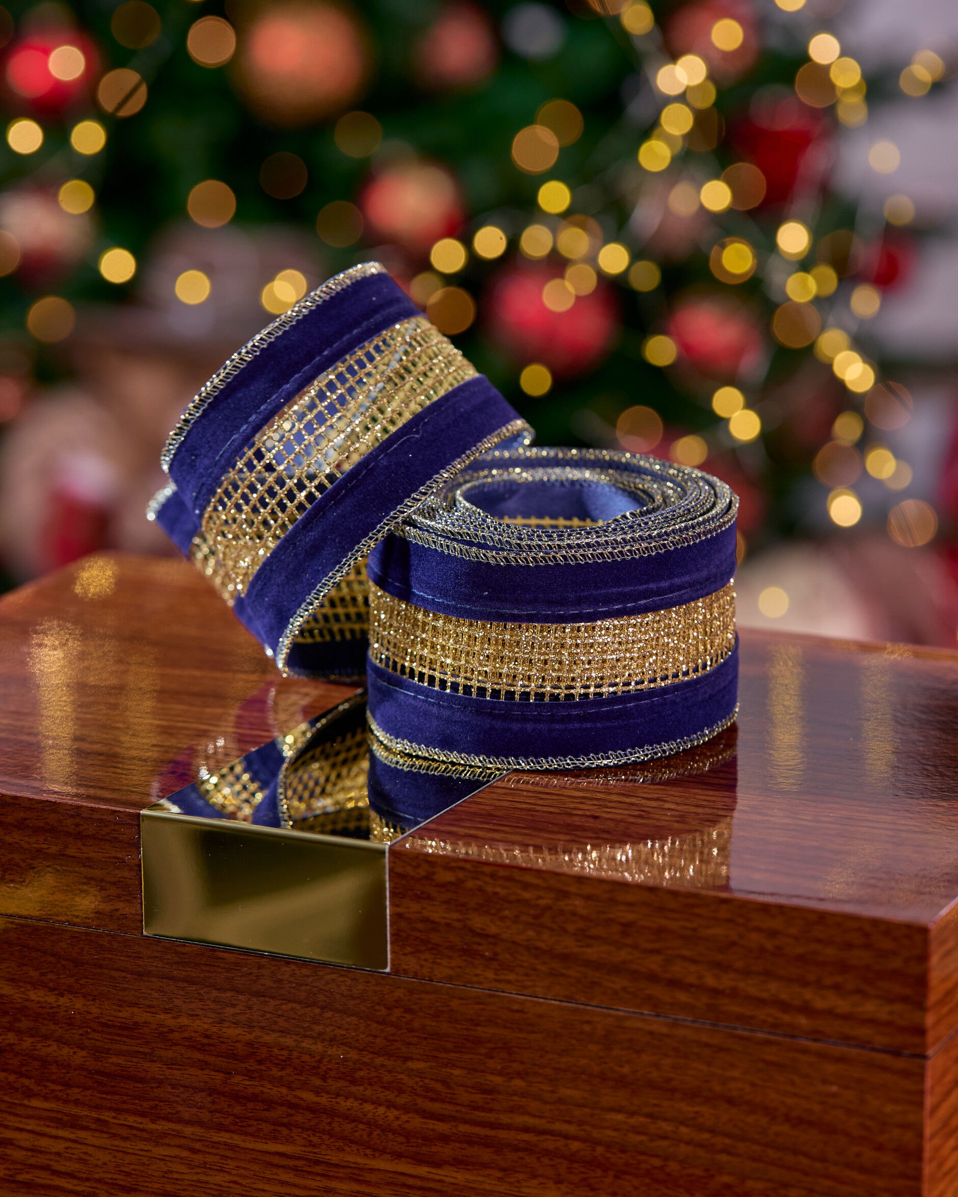 Eleanor tekstilbånd blå/guld 4,5m