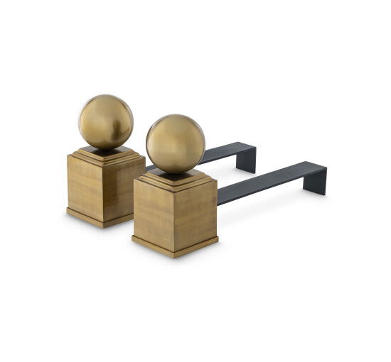 null - Viviers Andiron Vintage Brass Set of 2