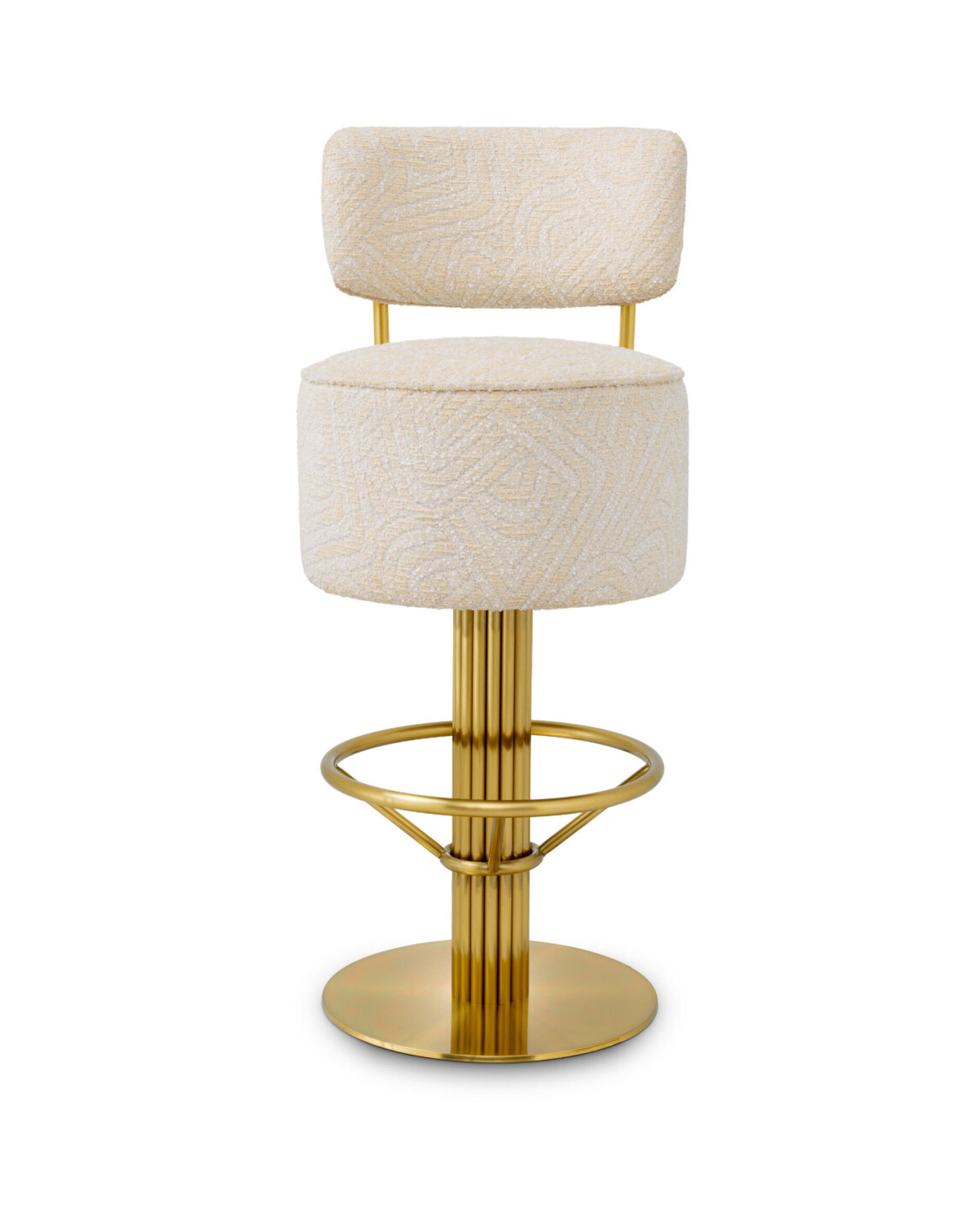 Carleton barkruk met rugleuning cream/messing