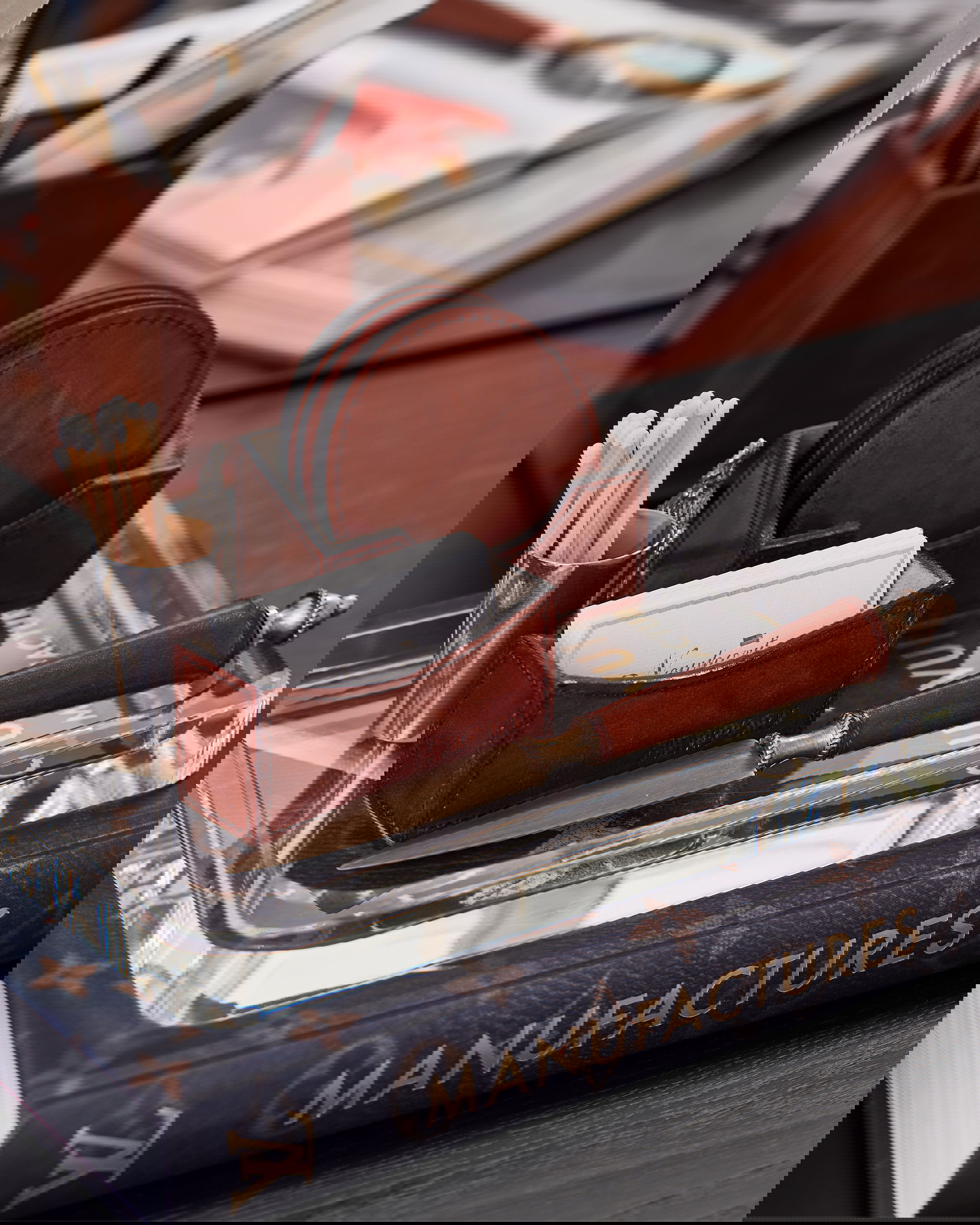 Kensington set förstoringsglas/brevkniv läder