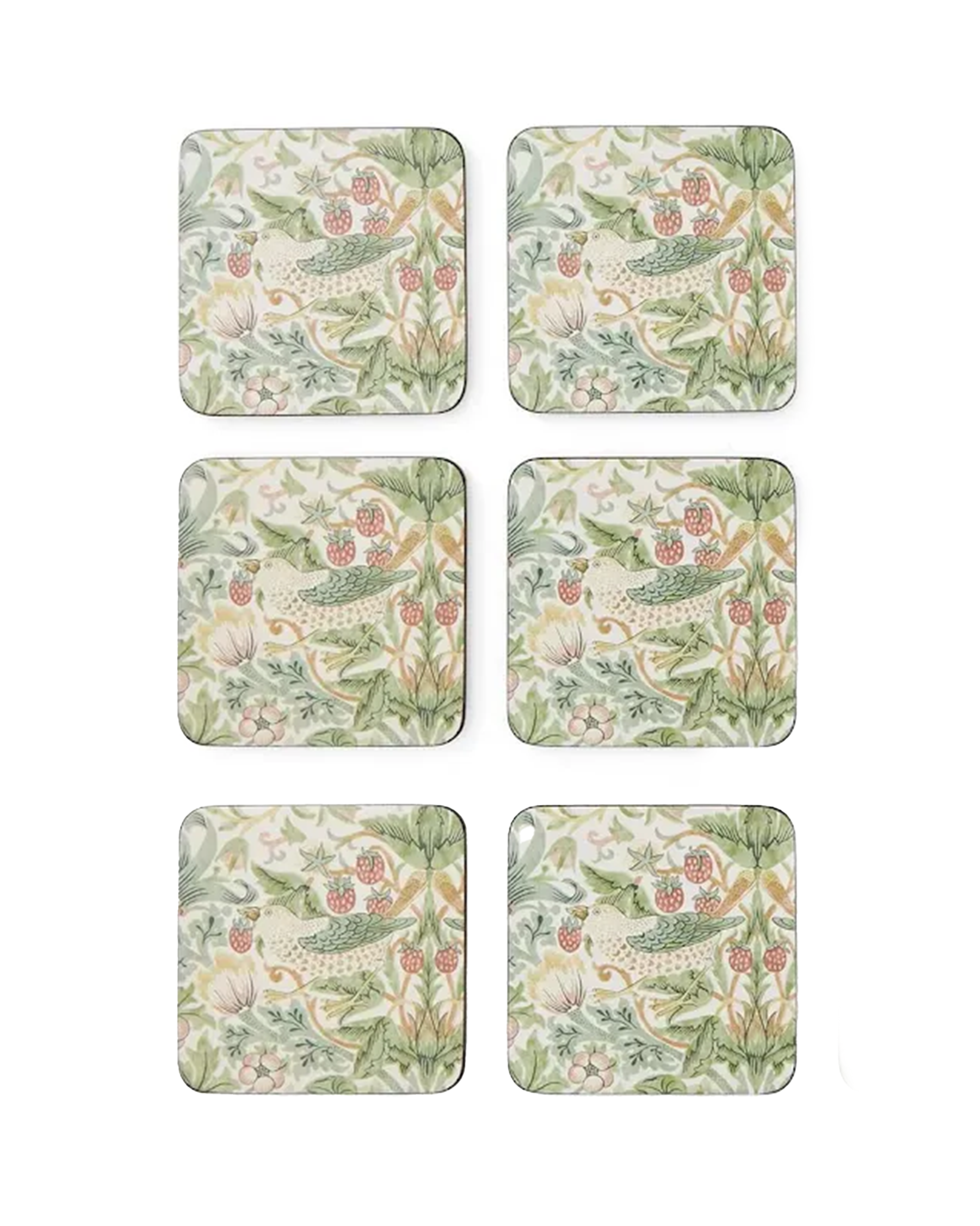 Morris &amp; Co glassunderlag Strawberry Thief 6-pack