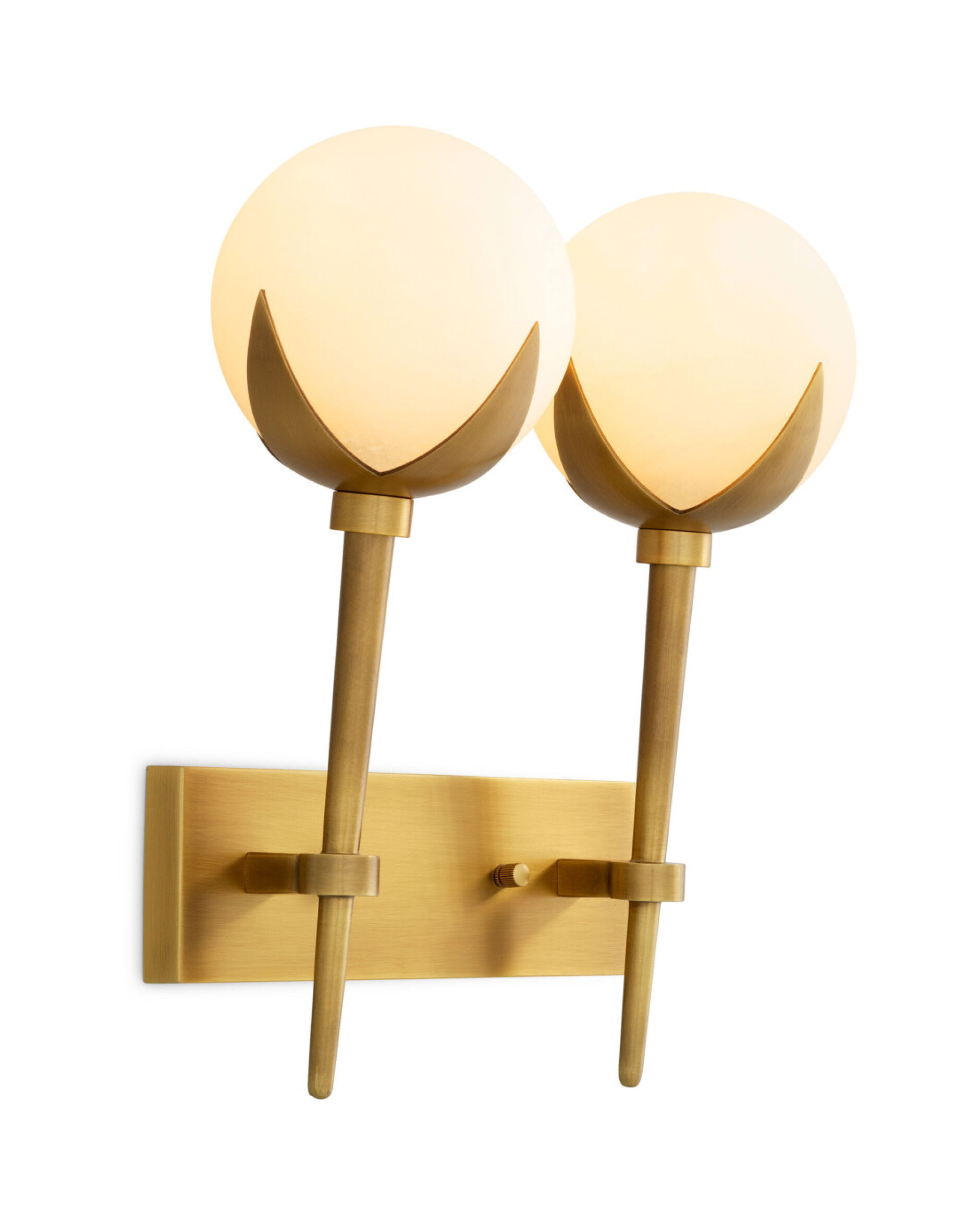 Alesa dubbele wandlamp antiek messing