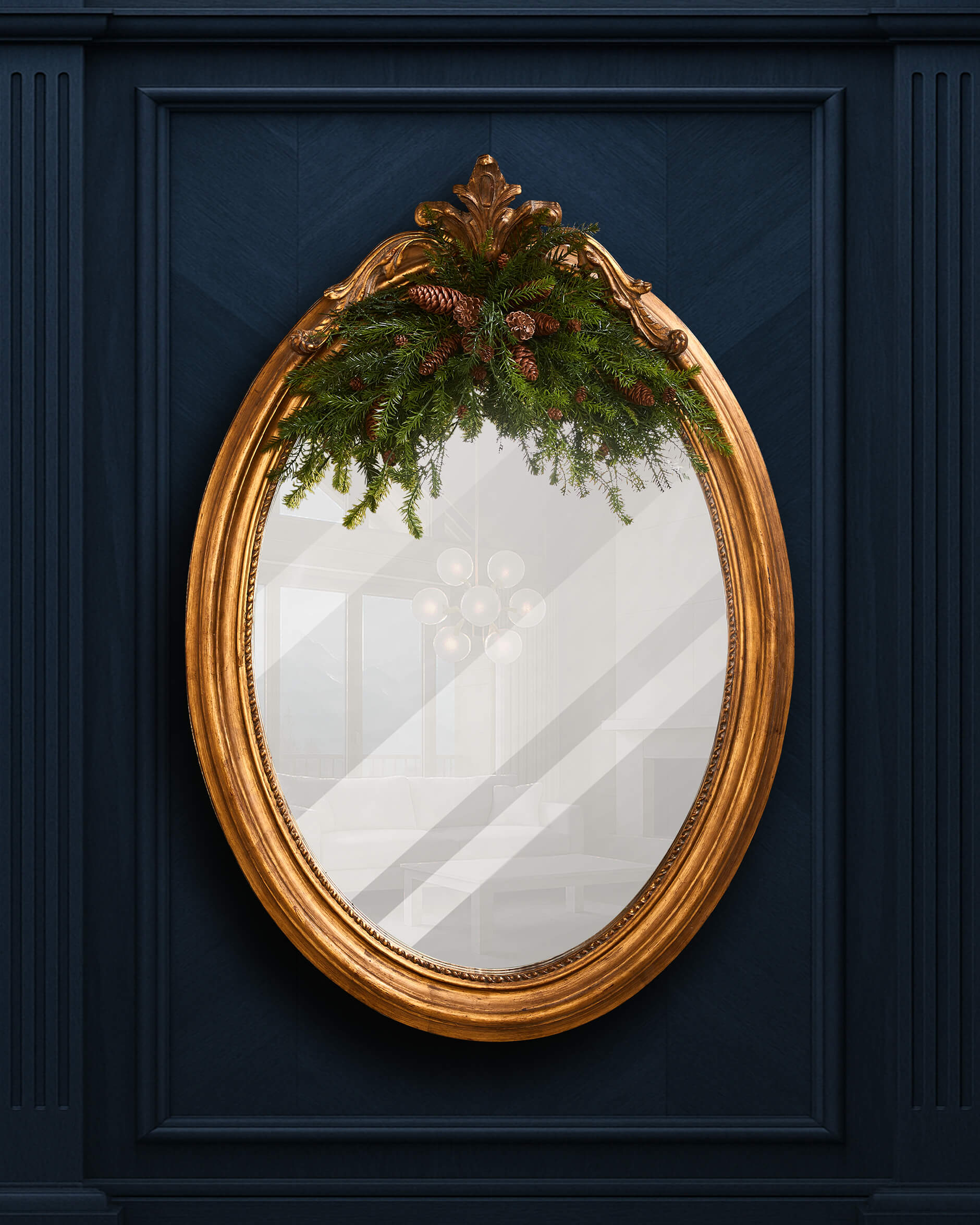 Grandekoration med kottar grön