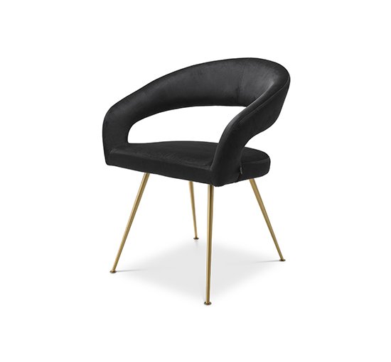 Roche black velvet - Bravo dining chair velvet savona greige