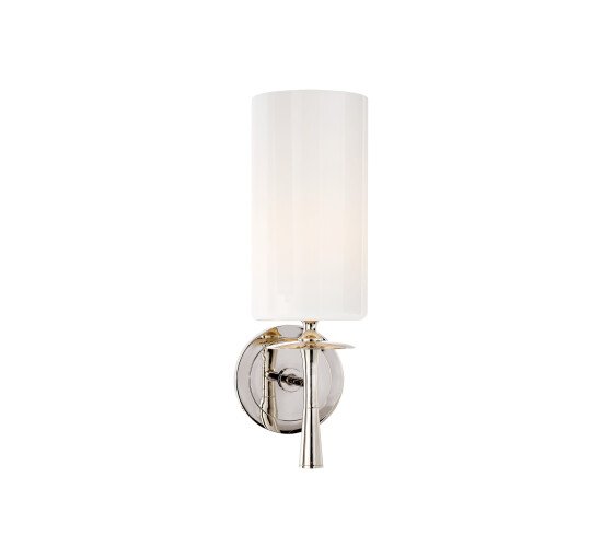 Polished Nickel/White Glass - Drunmore Single Sconce Hand-Rubbed Antique Brass/White