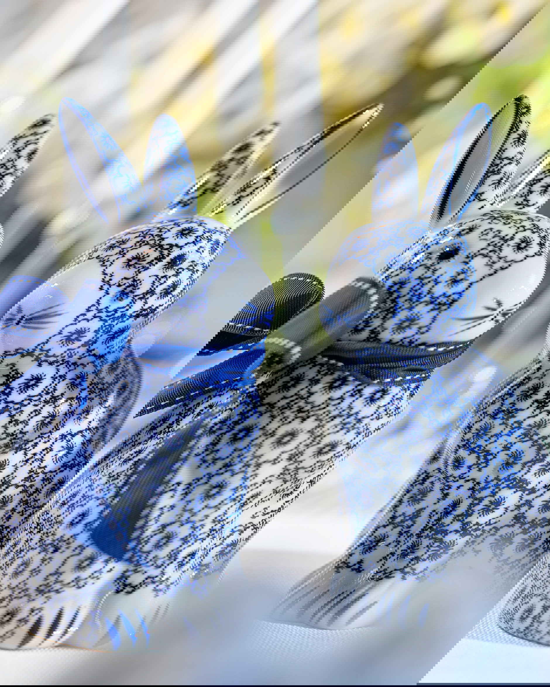 Estelle decoratiekonijn blauw/wit