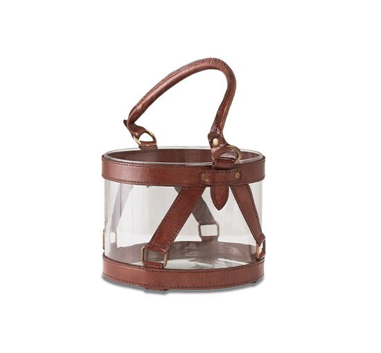 S - Kensington Glass Lantern, Leather