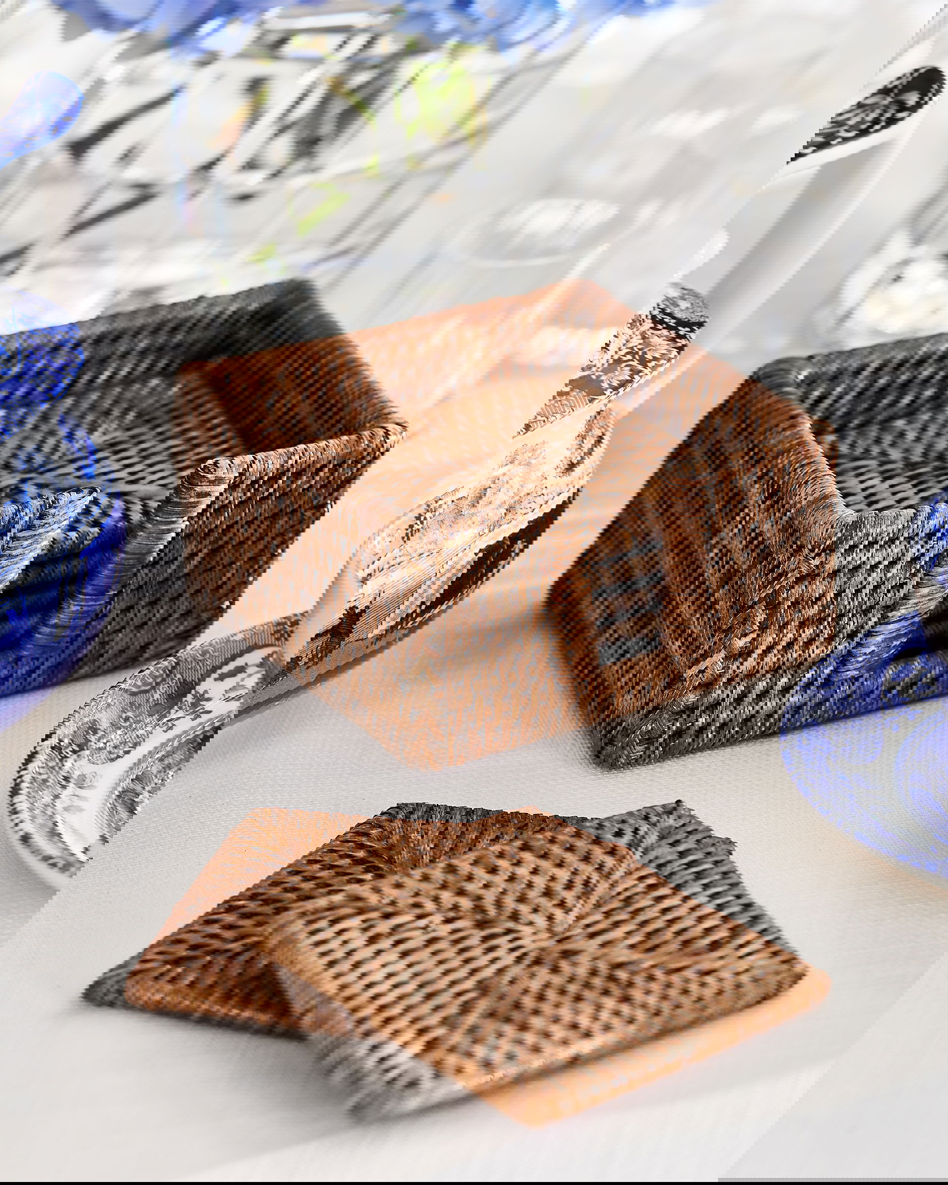 Antique glasunderlägg rotting kvadrat 6-pack