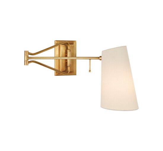 null - Keil Swing Arm Wall Light Antique Brass/White