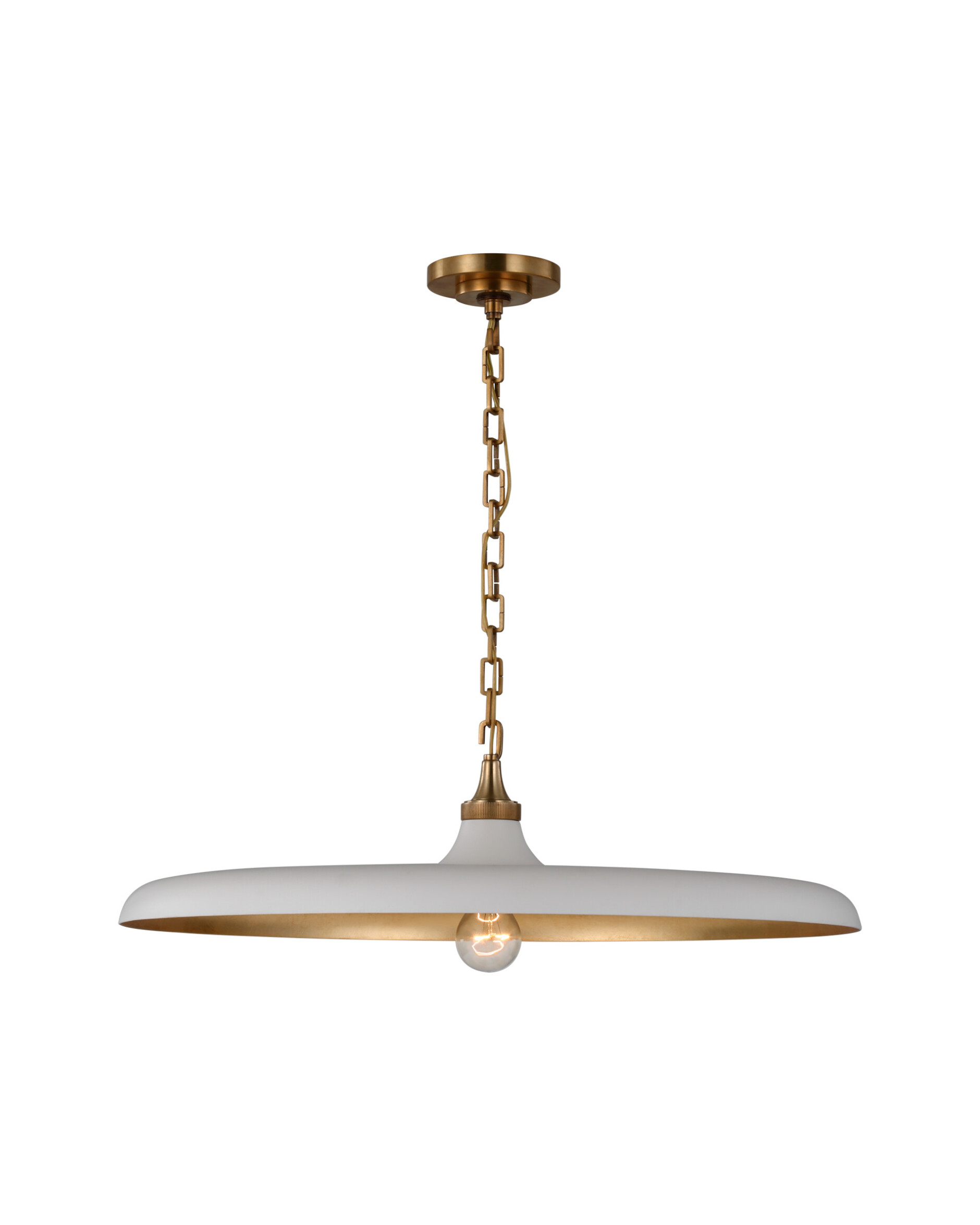 Piatto Pendant Antique Brass/White L