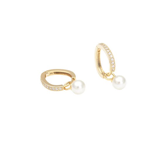 Ivory Pearl / Gold - Petite Kennedy Hoops Earrings Ivory Pearl