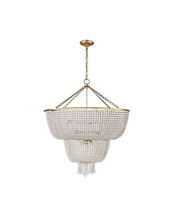 Jacqueline kristallkrona dubbel antik mässing/klarglas