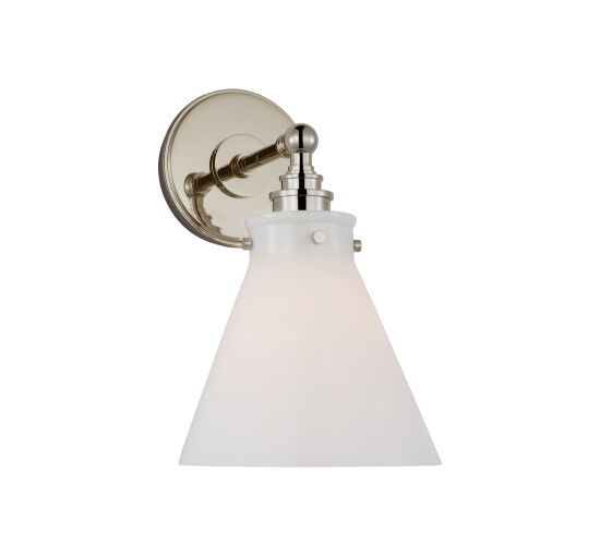 null - Parkington Small Single Wall Light Nickel/White glass