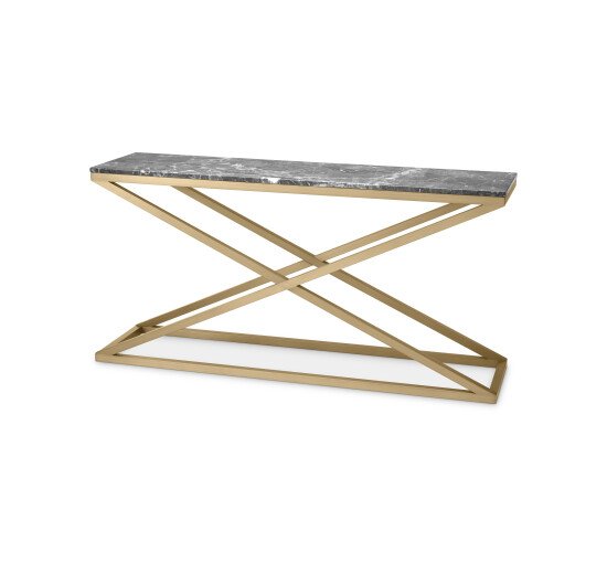 null - Criss Cross Console Table brass finish