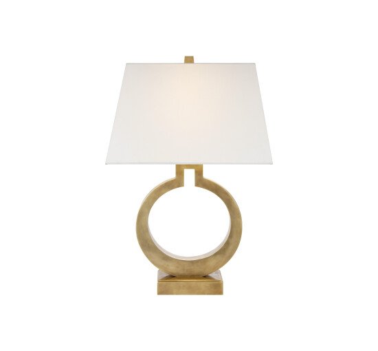 Antique-Burnished Brass - Ring Form Table Lamp Alabaster Large