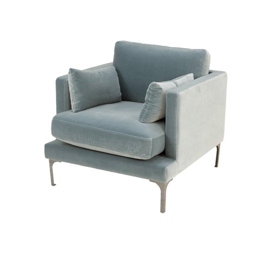 Artic blue - Bonham armchair blue steel/brass