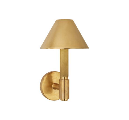 Natural Brass - Barrett Single Knurled Sconce Polished Nickel/shades