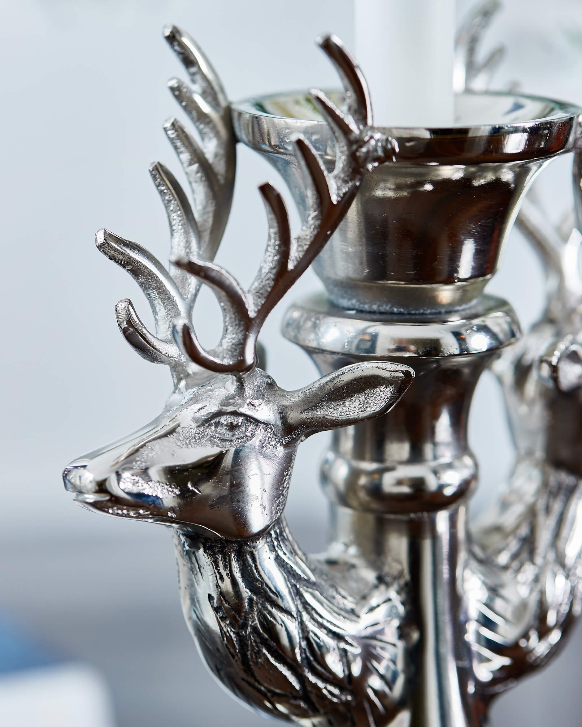 Hjort ljusstake silver