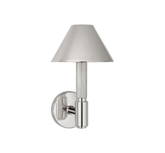 Polished Nickel - Barrett Single Knurled Sconce Natural Brass/shades