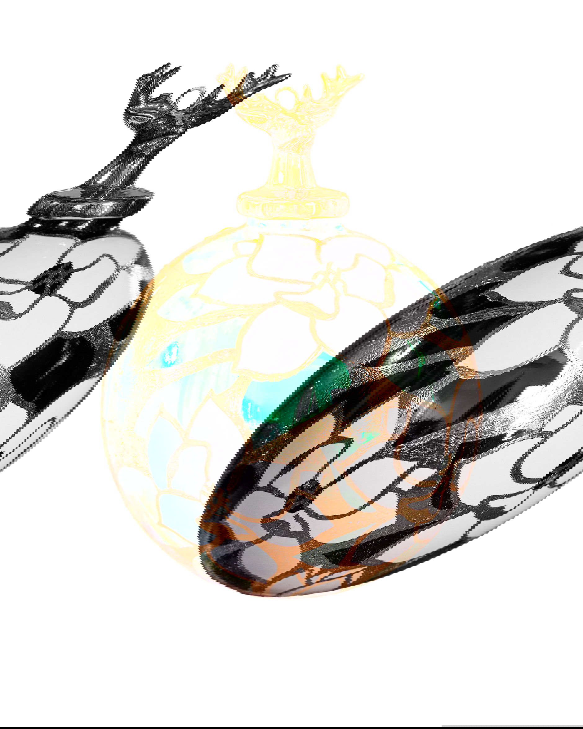 Royal Stag kerstbal groen/wit 10 cm