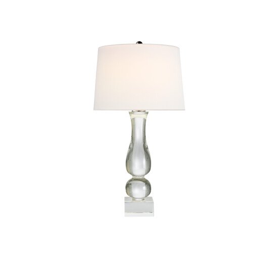 null - Contemporary Balustrade Table Lamp Alabaster/Linen