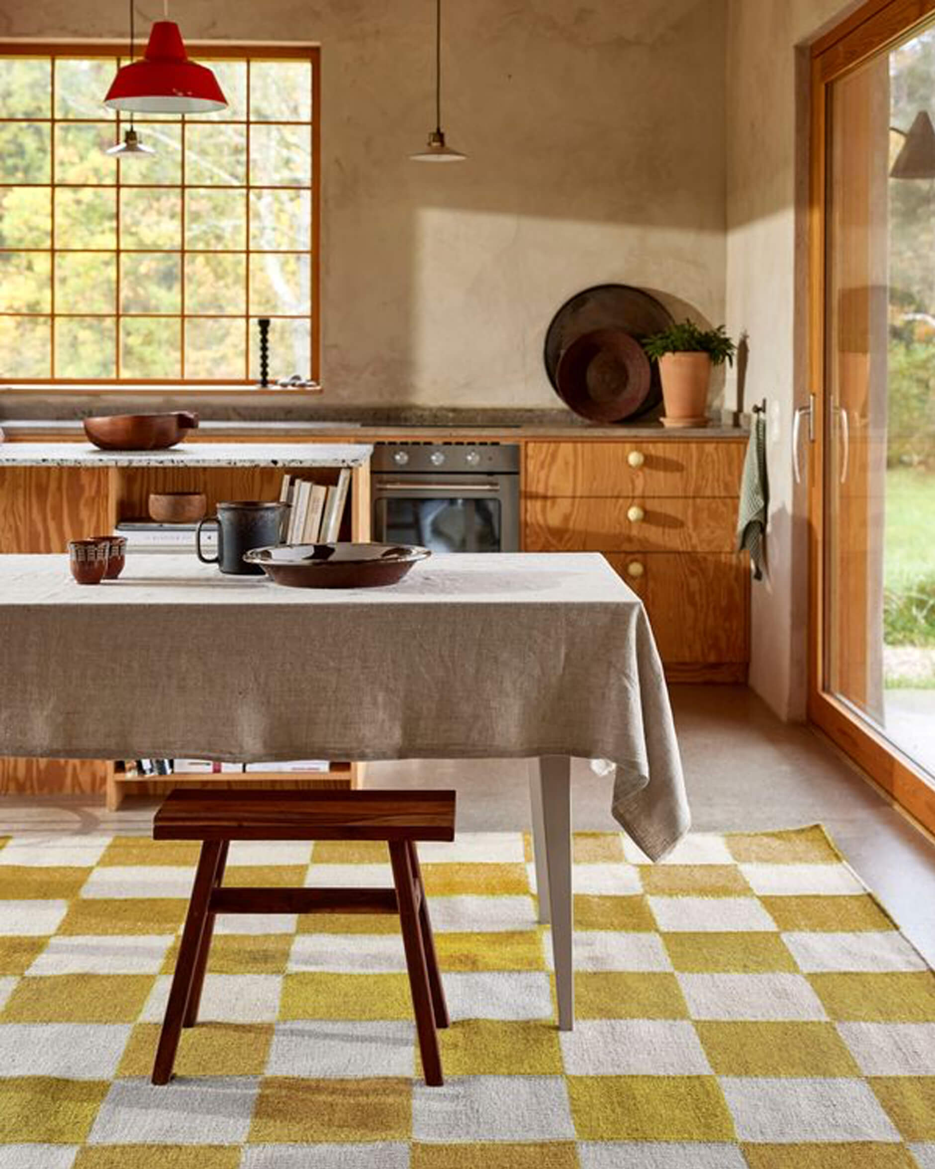 Square teppich weiß/gelb